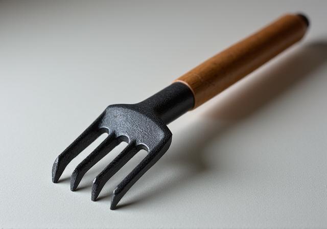 A unique, intricate hand weeder tool.